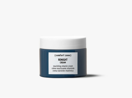 Jar of 'comfort zone' Renight Cream on a white background